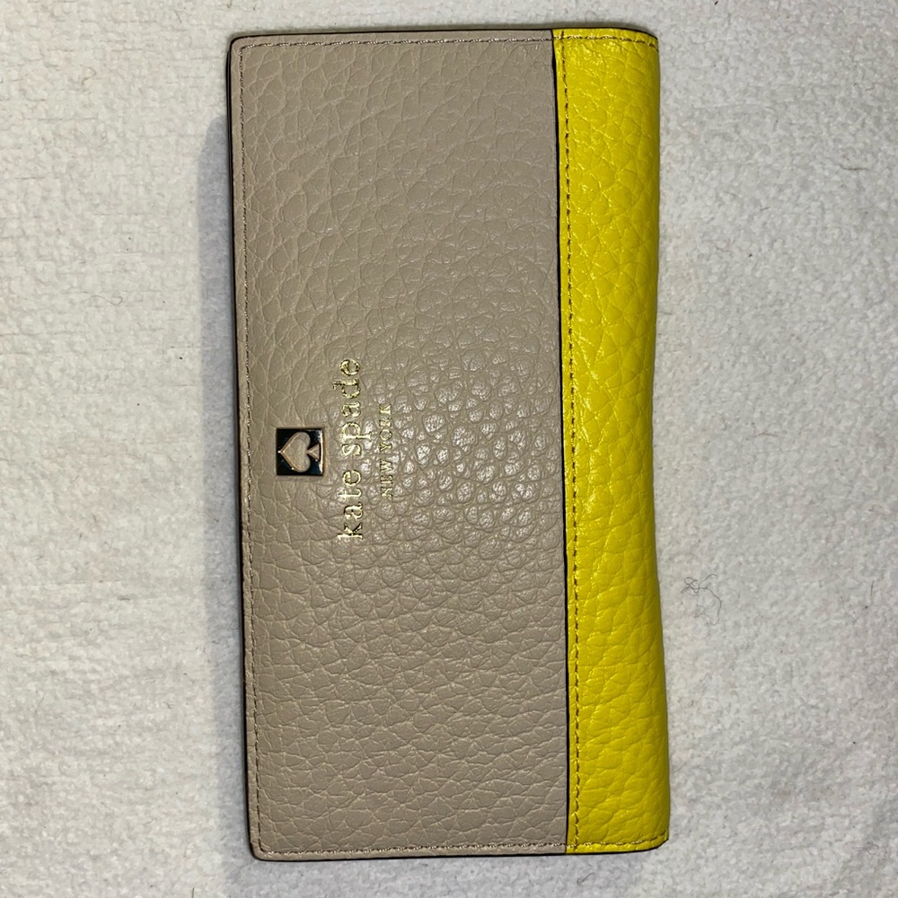 Kate Spade neon yellow and gray wallet